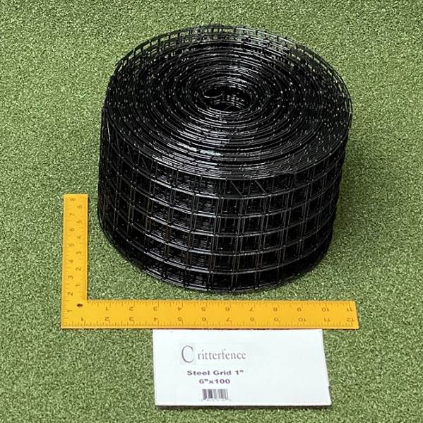 Critterfence Black Steel 1 Inch Square Grid 6 inches x 100ft CLEARANCE - 680332611206